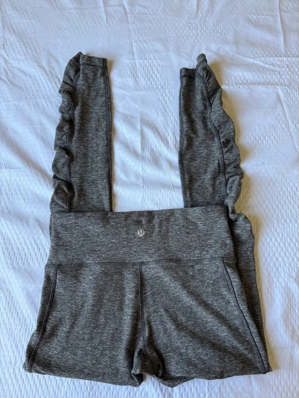 lululemon athletica Heather Gray Ruffle Waistband Leggings